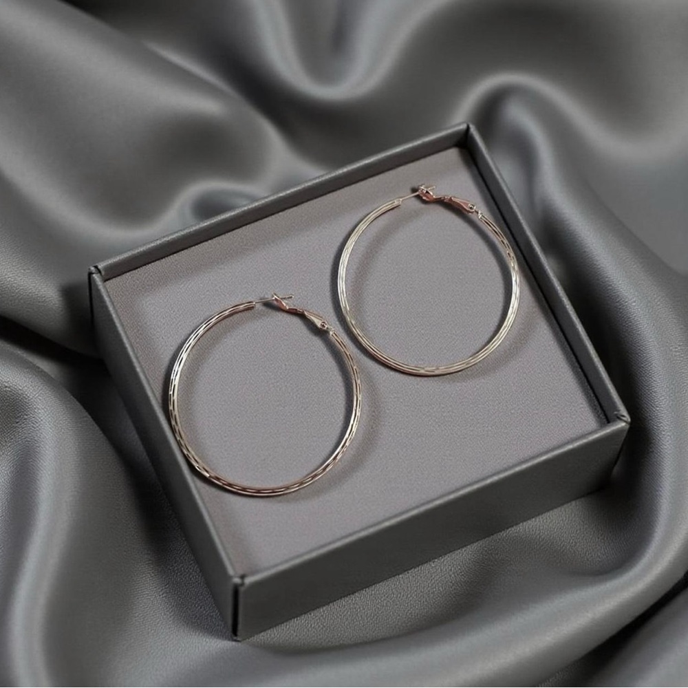 Elegant Silver Hoop Earrings with Textured